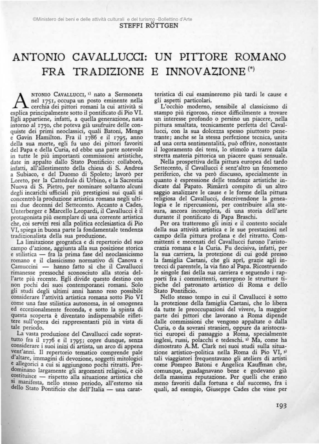 Antonio Cavallucci: Un Pittore Romano Fra Tradizione E Innovazione (*)