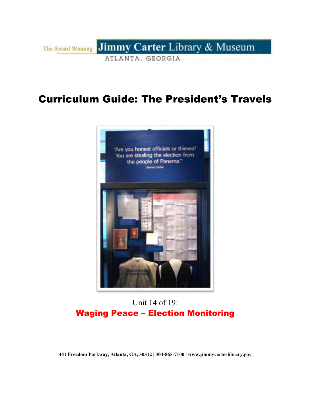 Curriculum Guide: the President's Travels