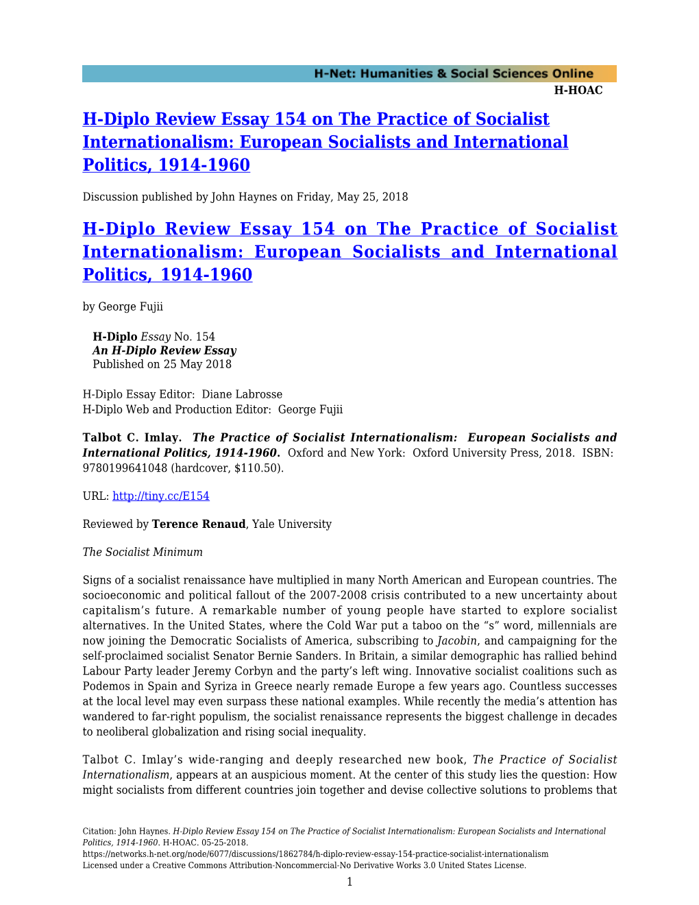 H-Diplo Review Essay 154 on the Practice of Socialist Internationalism: European Socialists and International Politics, 1914-1960