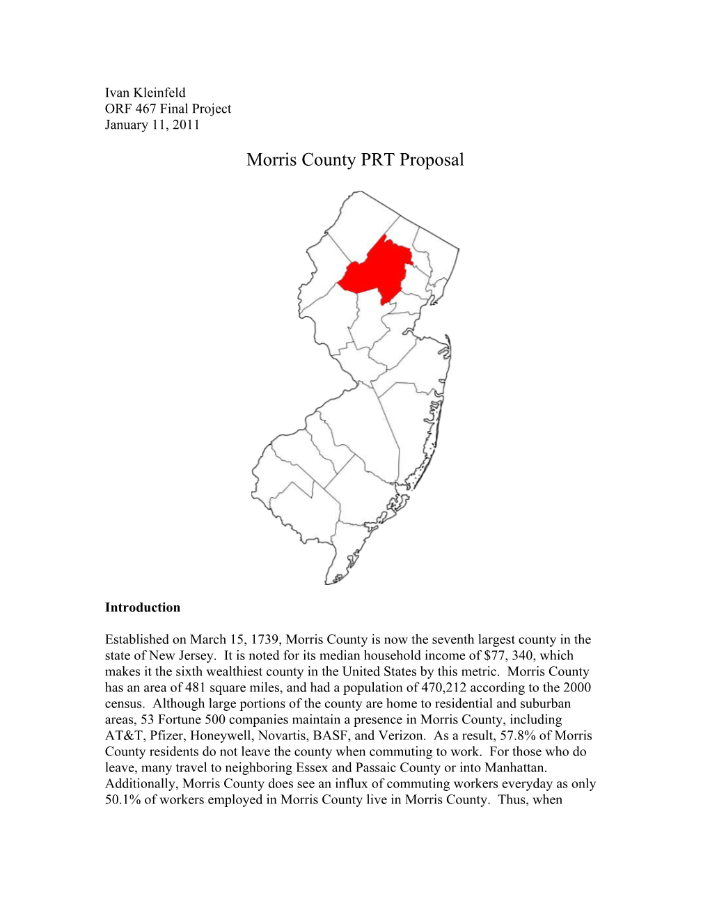 Morris County PRT Proposal