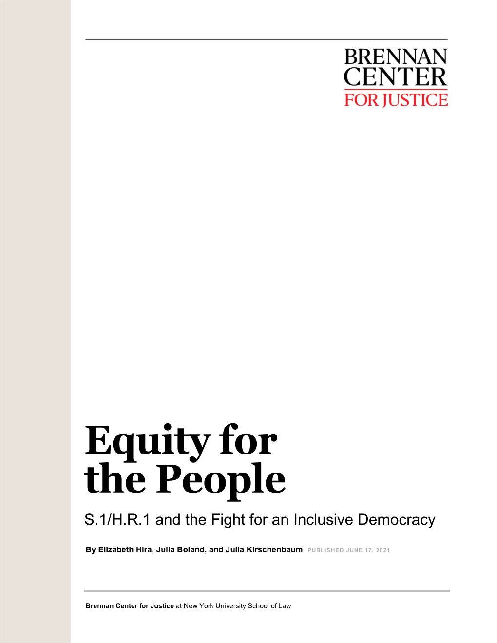 Equity for the People S.1/H.R.1 and the Fight for an Inclusive Democracy
