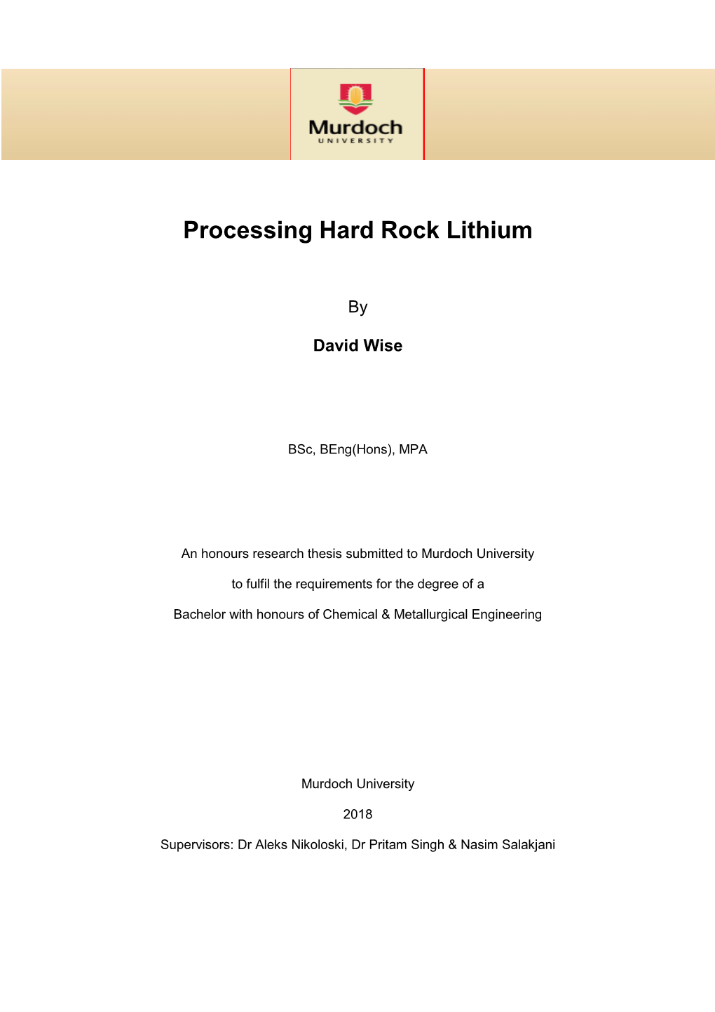 Processing Hard Rock Lithium