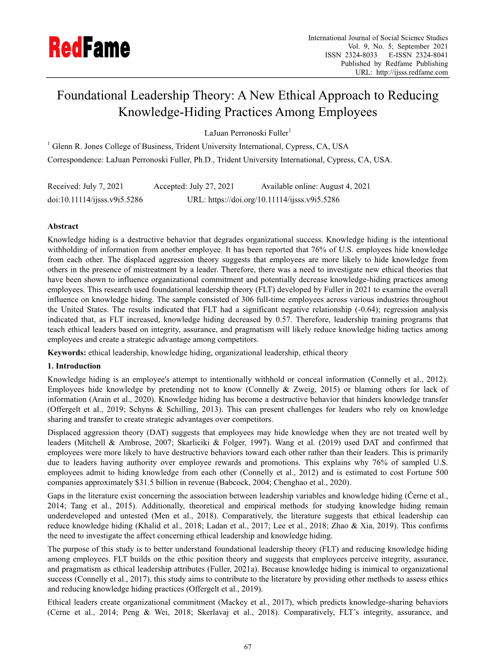 Foundational Leadership Theory: a New Ethical Approach to Reducing Knowledge-Hiding Practices Among Employees