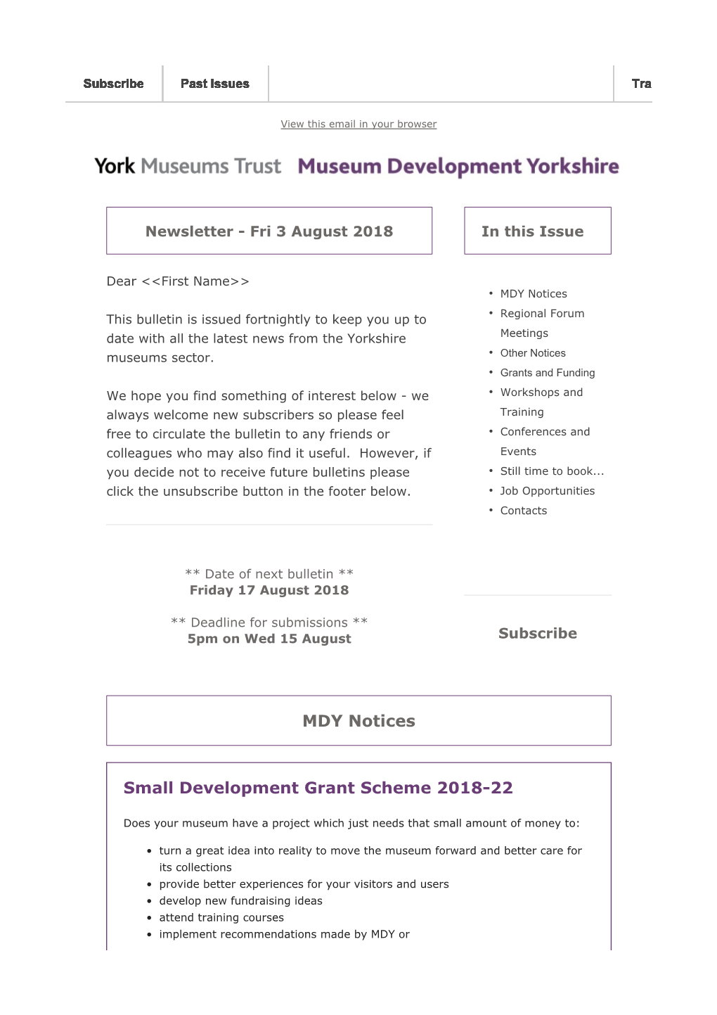 News from Museum Development Yorkshire