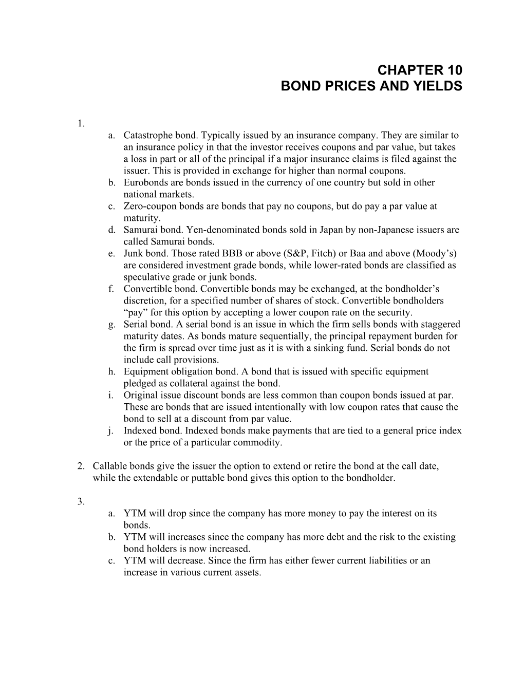 Chapter 10 Bond Prices and Yields