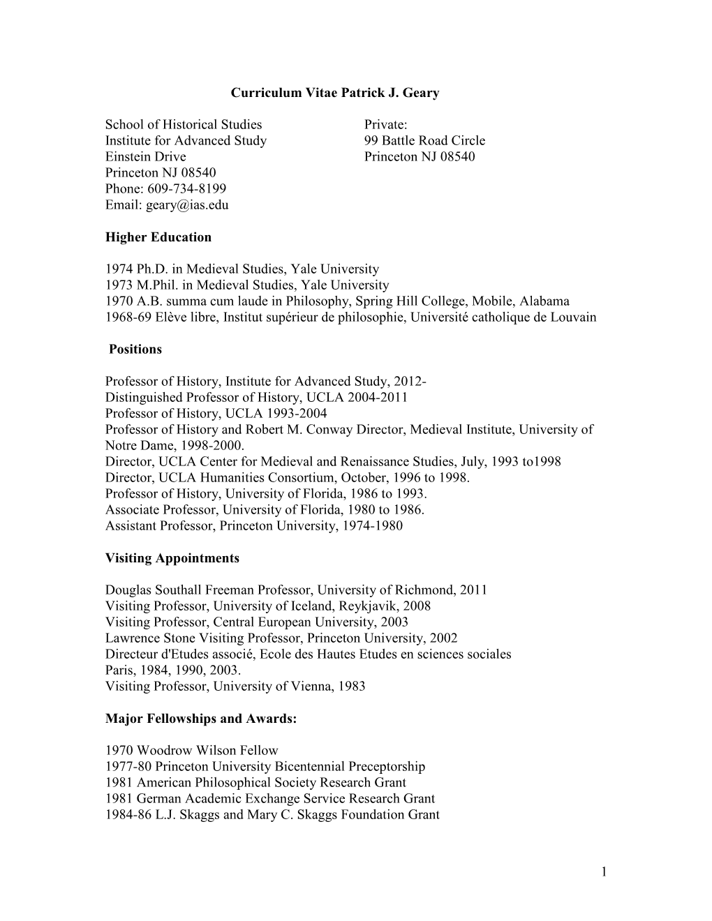 Curriculum Vitae Patrick J