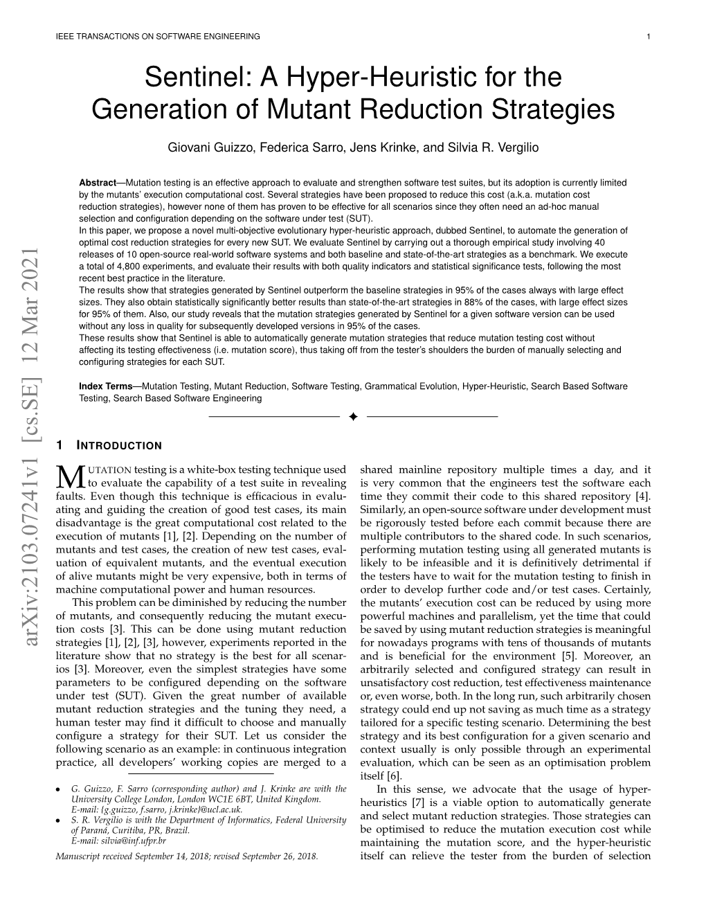 Sentinel: a Hyper-Heuristic for the Generation of Mutant Reduction Strategies