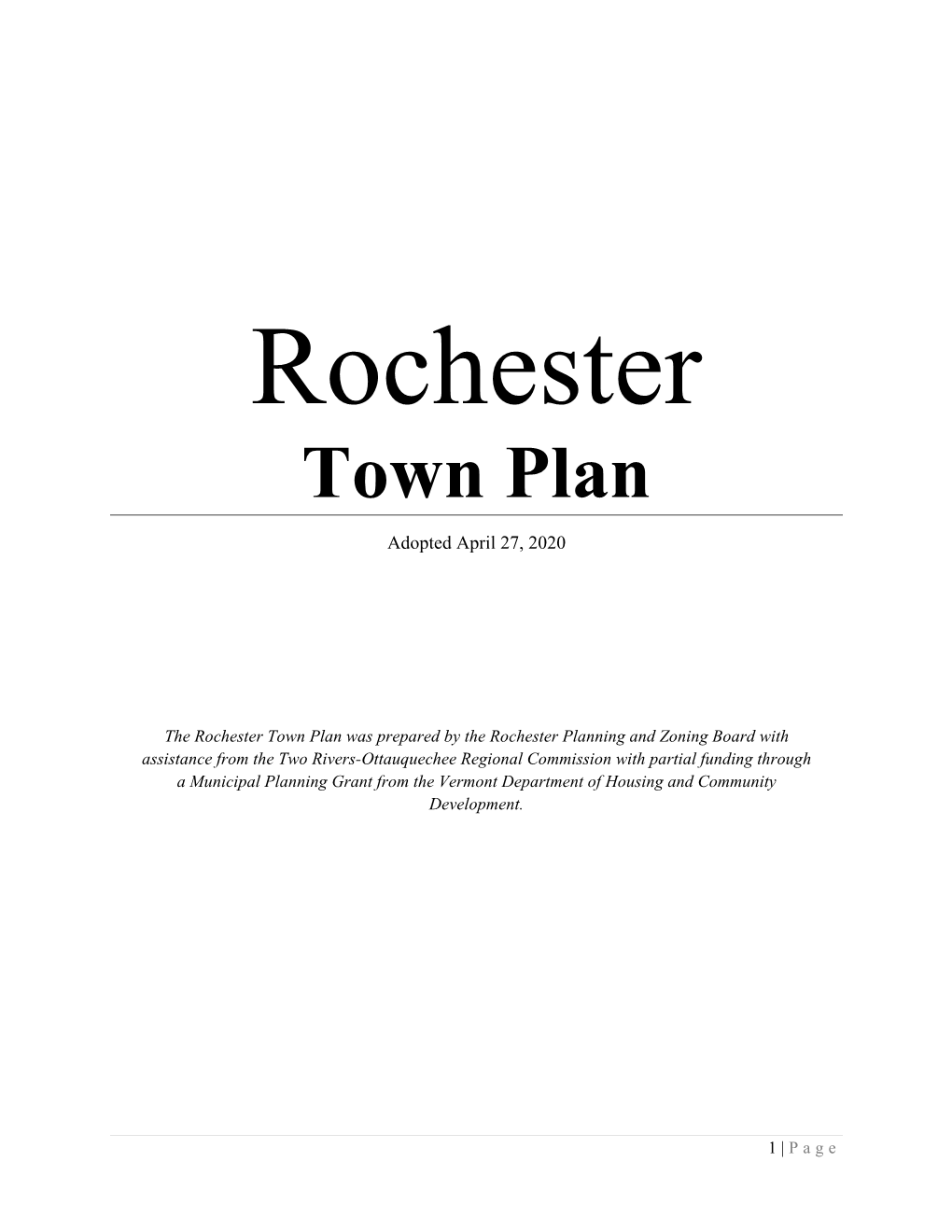 Town Plan Adopted April 27, 2020