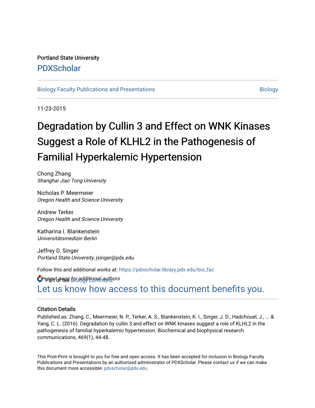 Degradation by Cullin 3 and Effect on WNK Kinases Suggest a Role of KLHL2 in the Pathogenesis of Familial Hyperkalemic Hypertension