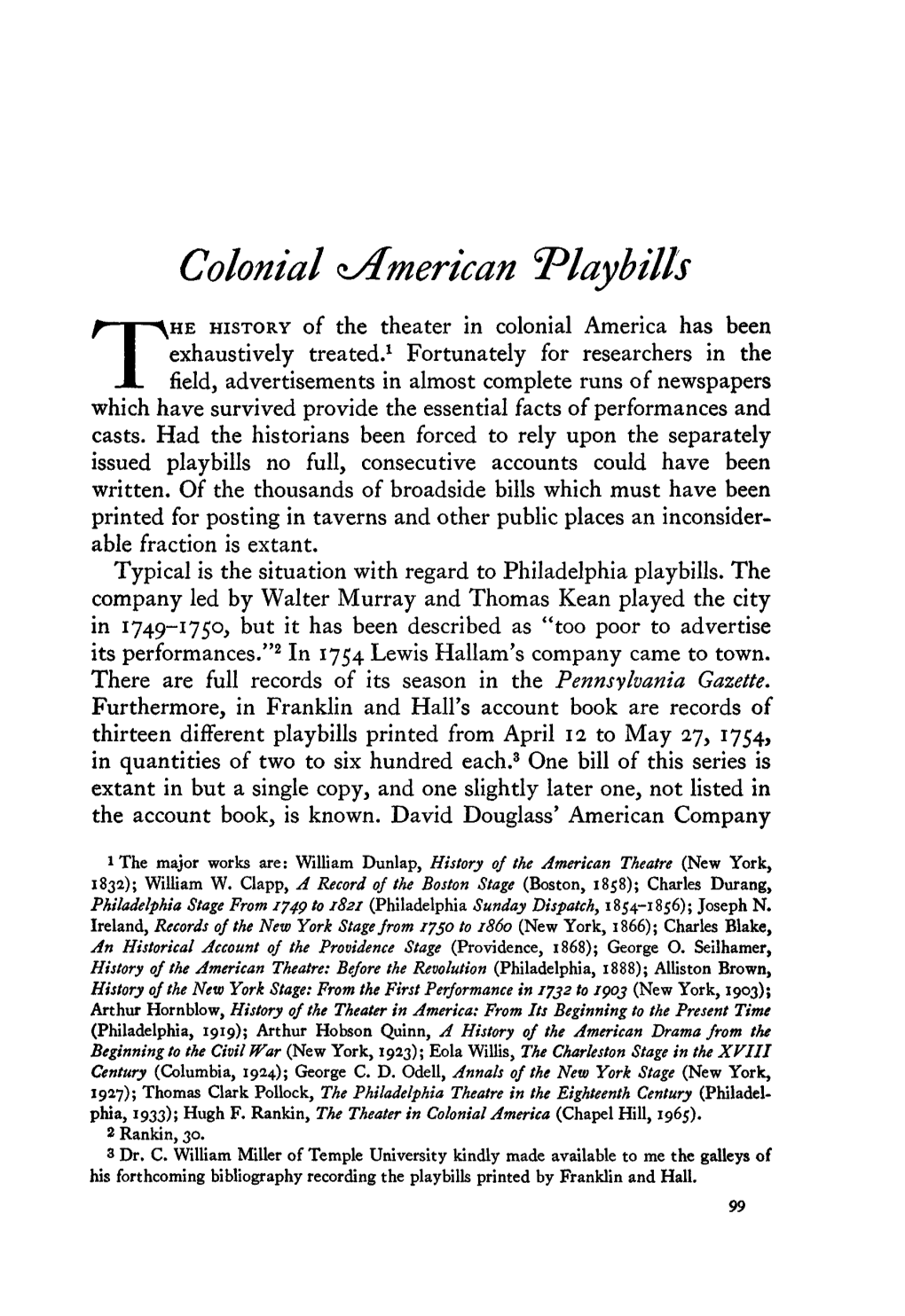 Colonial ^American ^Playbills