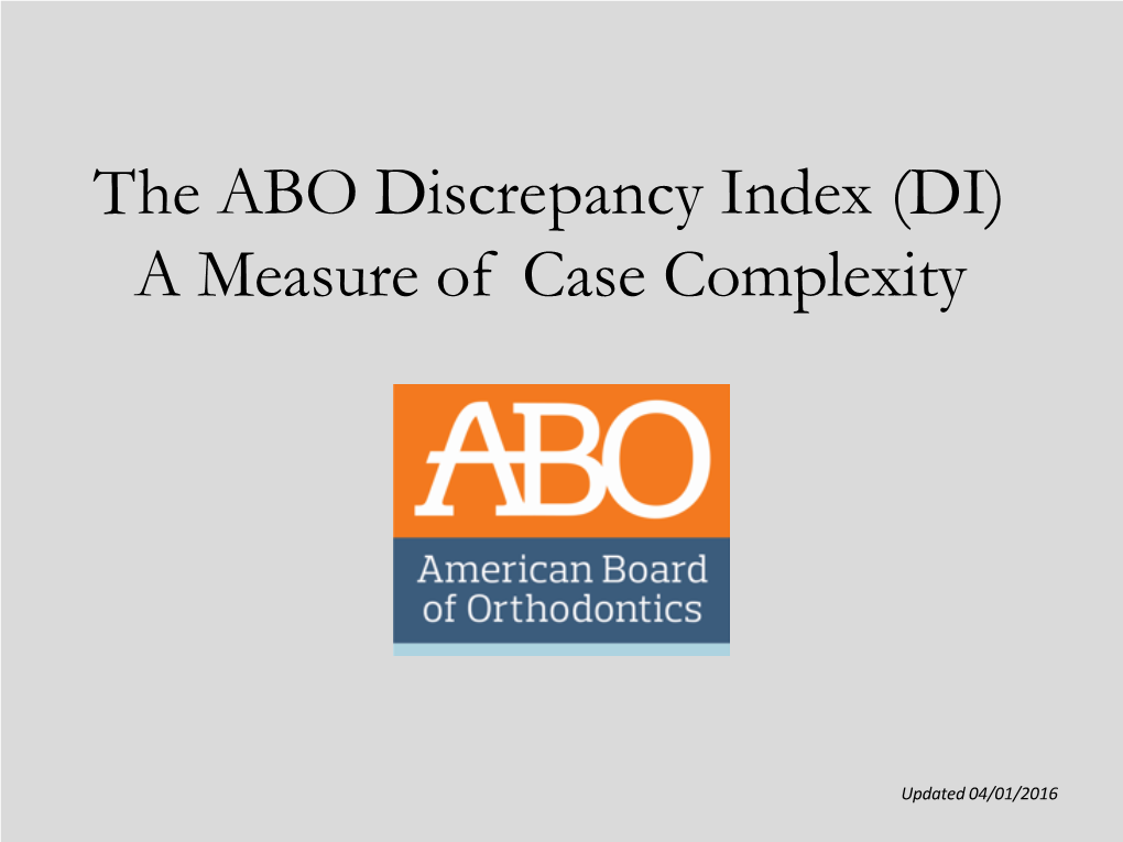 Discrepancy Index Scoring System