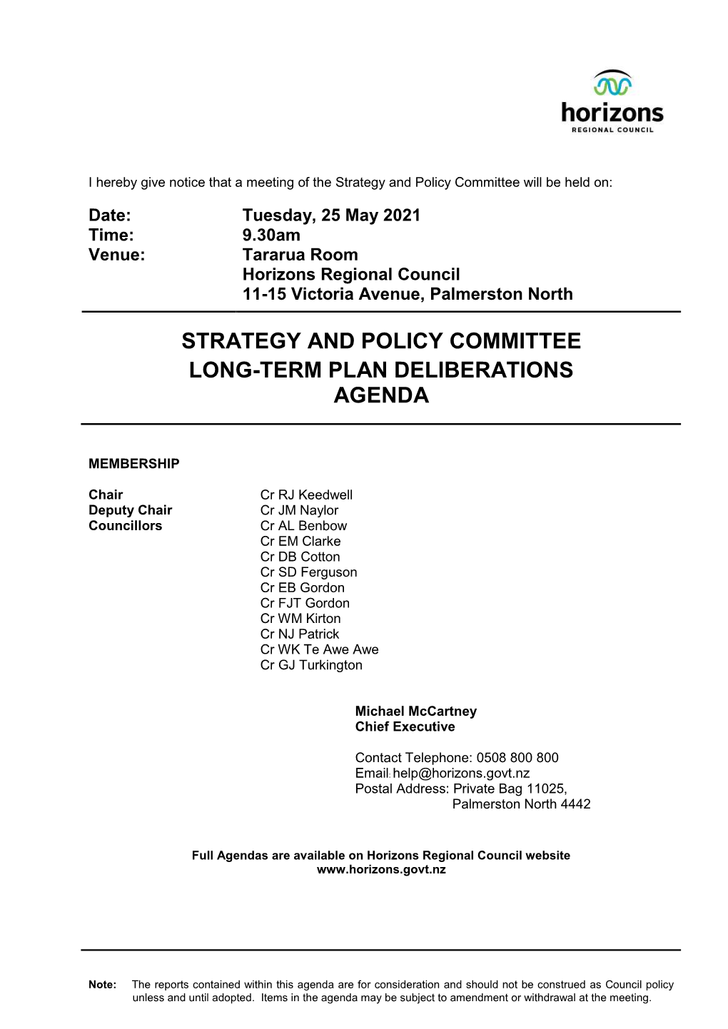 Agenda of Strategy and Policy Committee