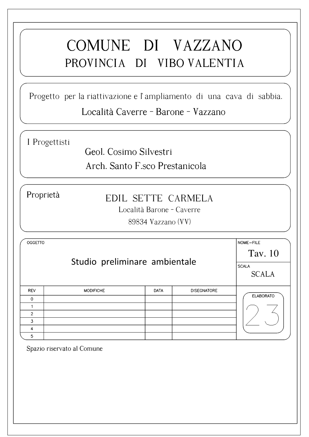 Comune Di Vazzano Provincia Di Vibo Valentia