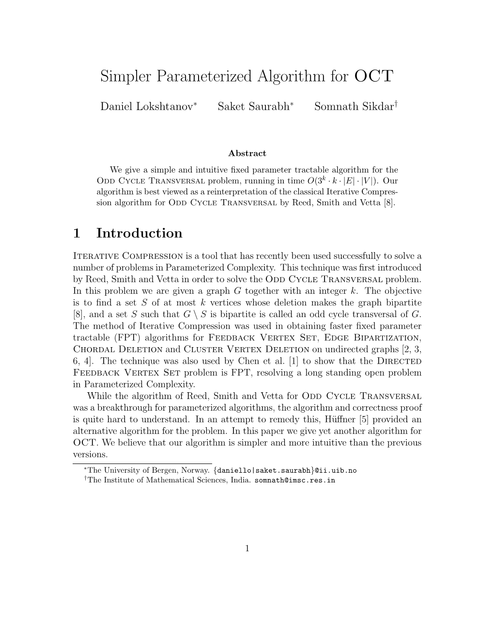 Simpler Parameterized Algorithm for OCT