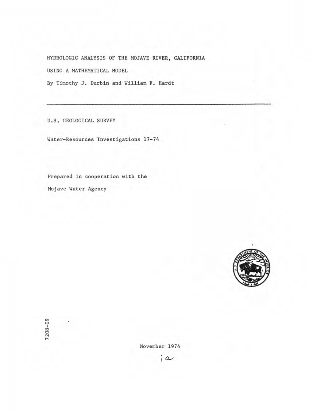 Hydrologic Analysis of the Mojave River, California