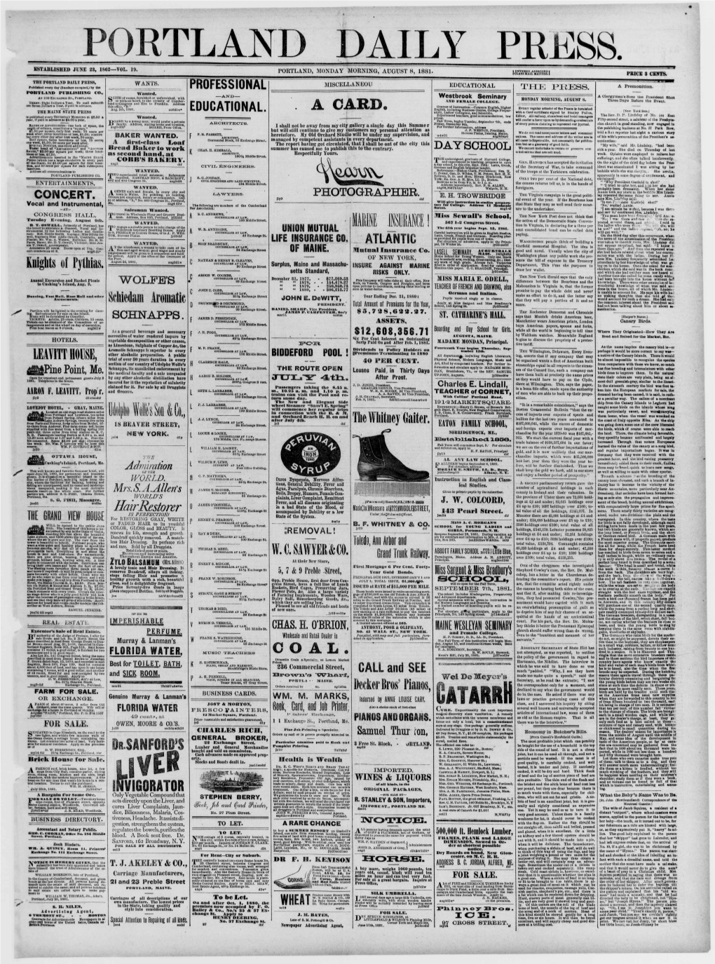 Portland Daily Press: August 08,1881