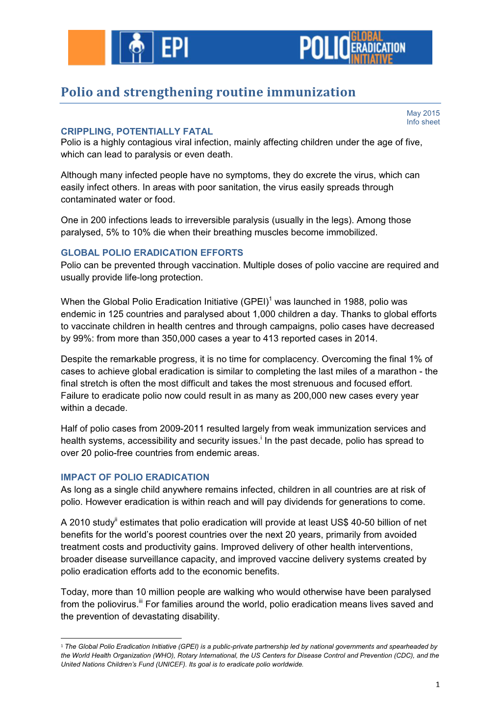 Polio and Strengthening Routine Immunization