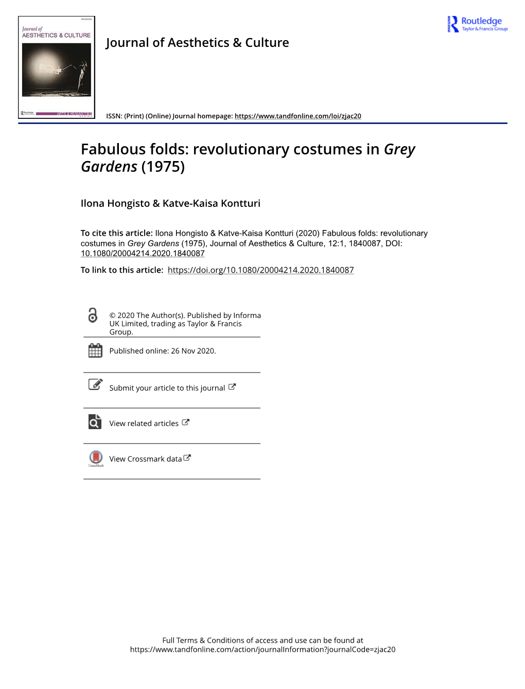 Fabulous Folds: Revolutionary Costumes in Grey Gardens (1975)