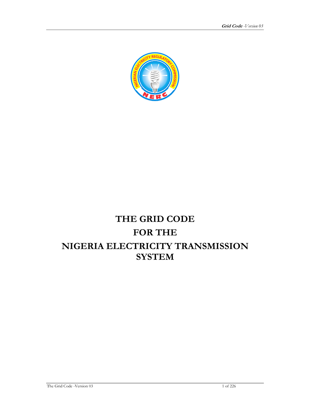 The Grid Code for the Nigeria Electricity Transmission System