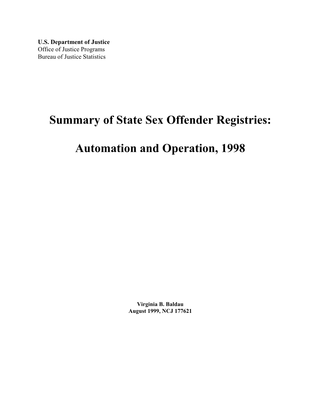 Summary of State Sex Offender Registries