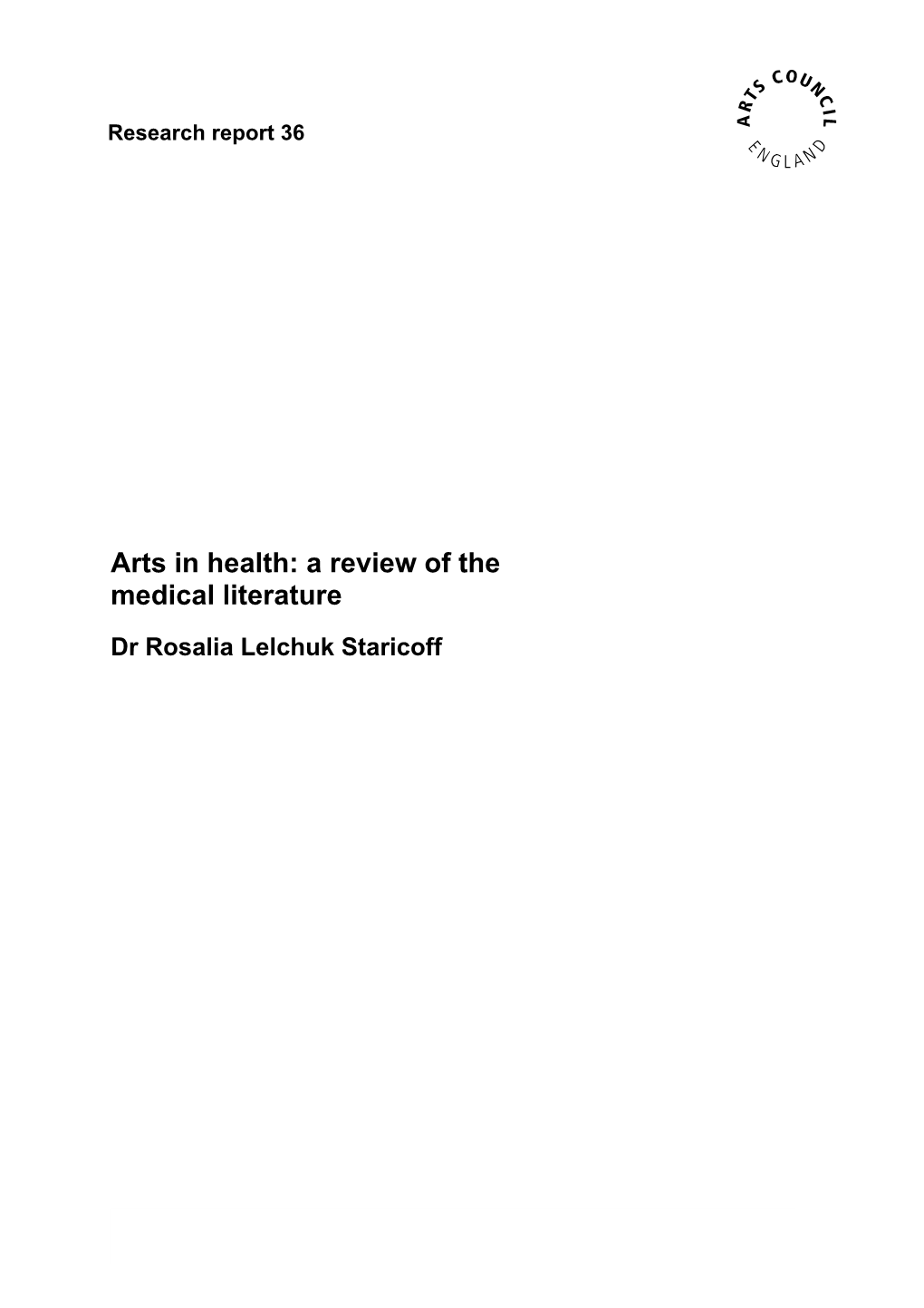 Arts in Health: a Review of the Medical Literature