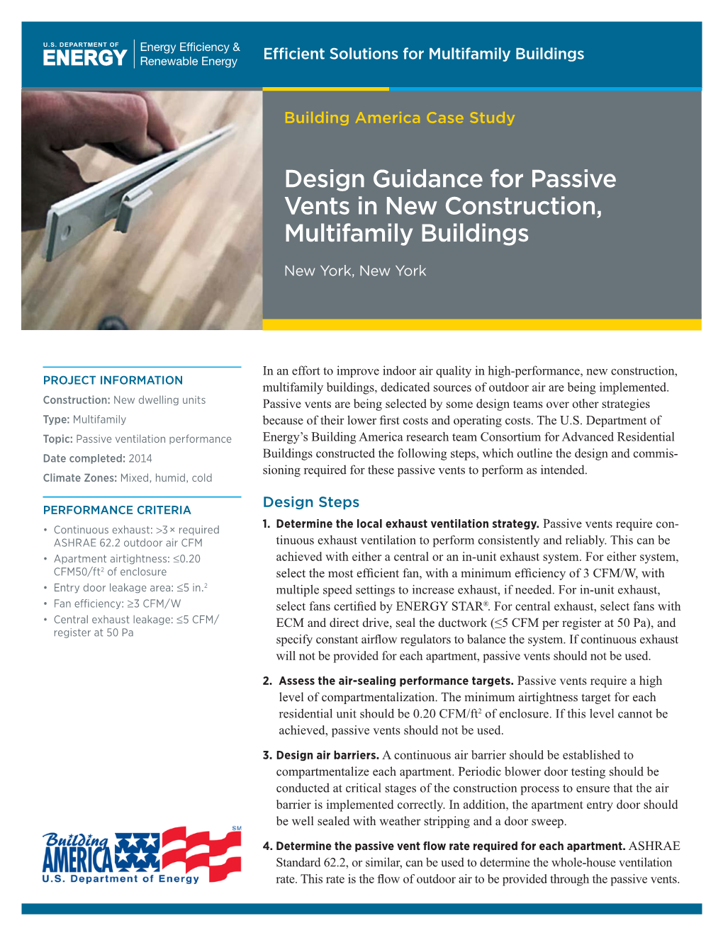 Design Guidance for Passive Vents in New Construction, Multifamily Buildings