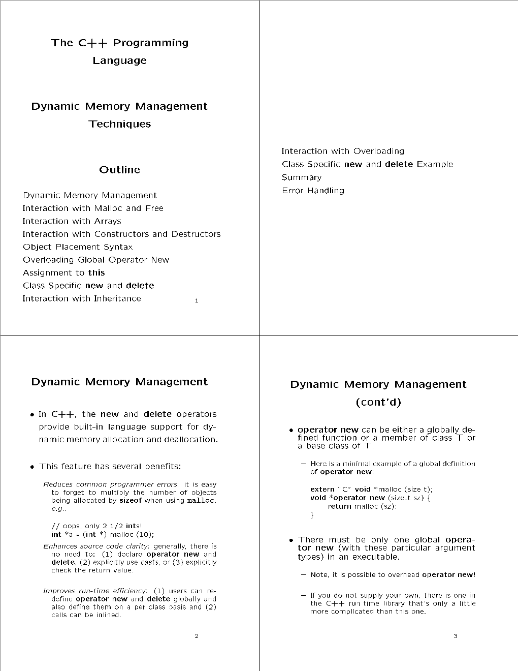 The C++ Programming Language Dynamic Memory Management