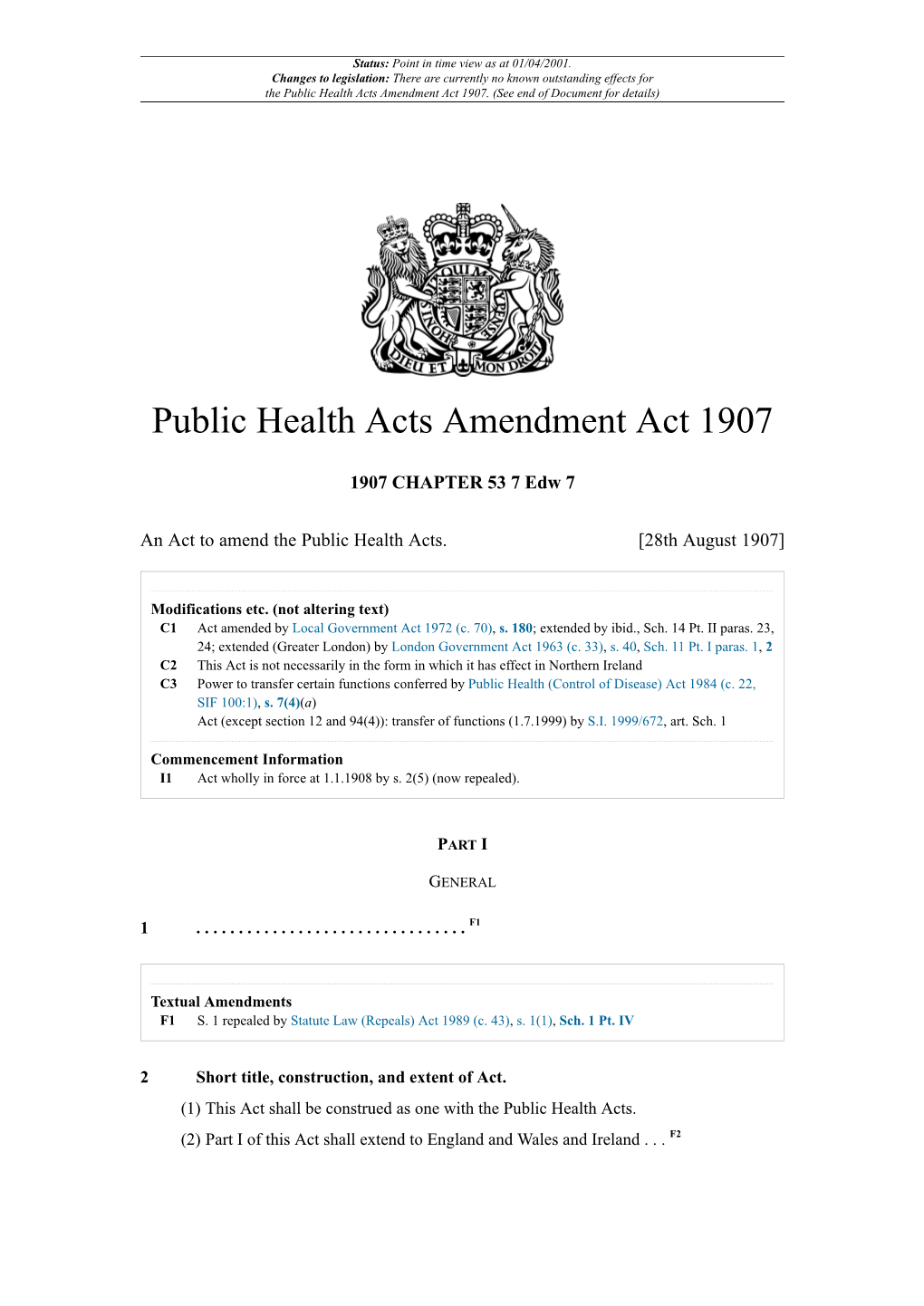 Public Health Acts Amendment Act 1907