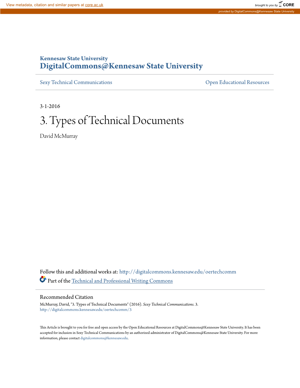 3. Types of Technical Documents David Mcmurray