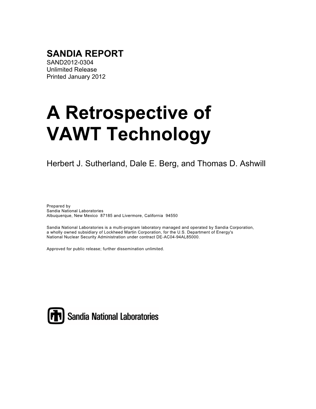 A Retrospective of VAWT Technology