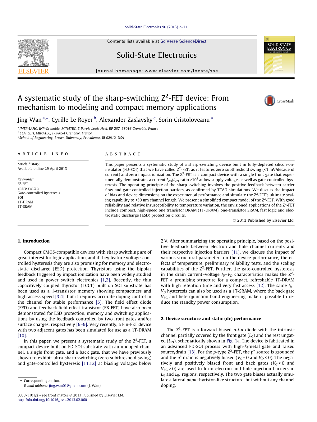 A Systematic Study of the Sharp-Switching Z2-FET Device