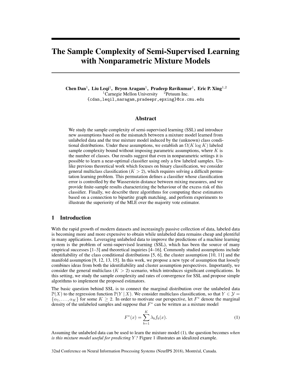 The Sample Complexity of Semi-Supervised Learning with Nonparametric Mixture Models