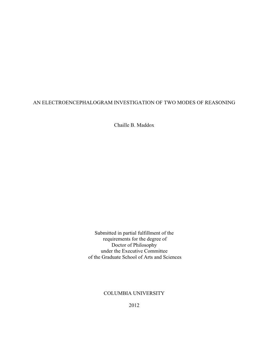 An Electroencephalogram Investigation of Two Modes of Reasoning