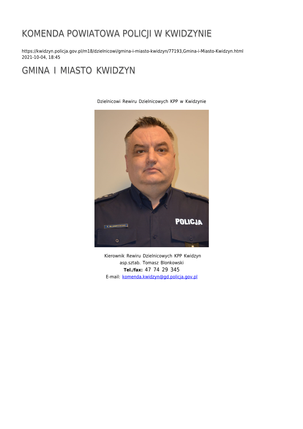 Komenda Powiatowa Policji W Kwidzynie