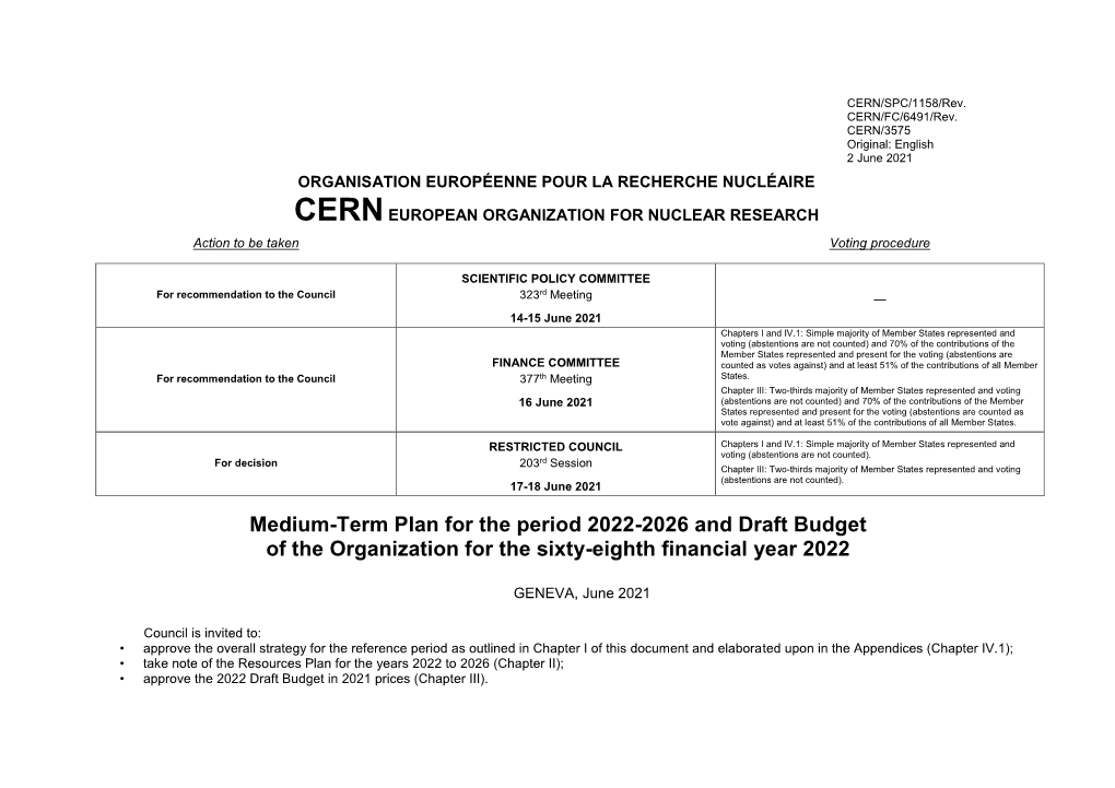 Medium-Term Plan for the Period 2022-2026 and Draft Budget of the Organization for the Sixty-Eighth Financial Year 2022