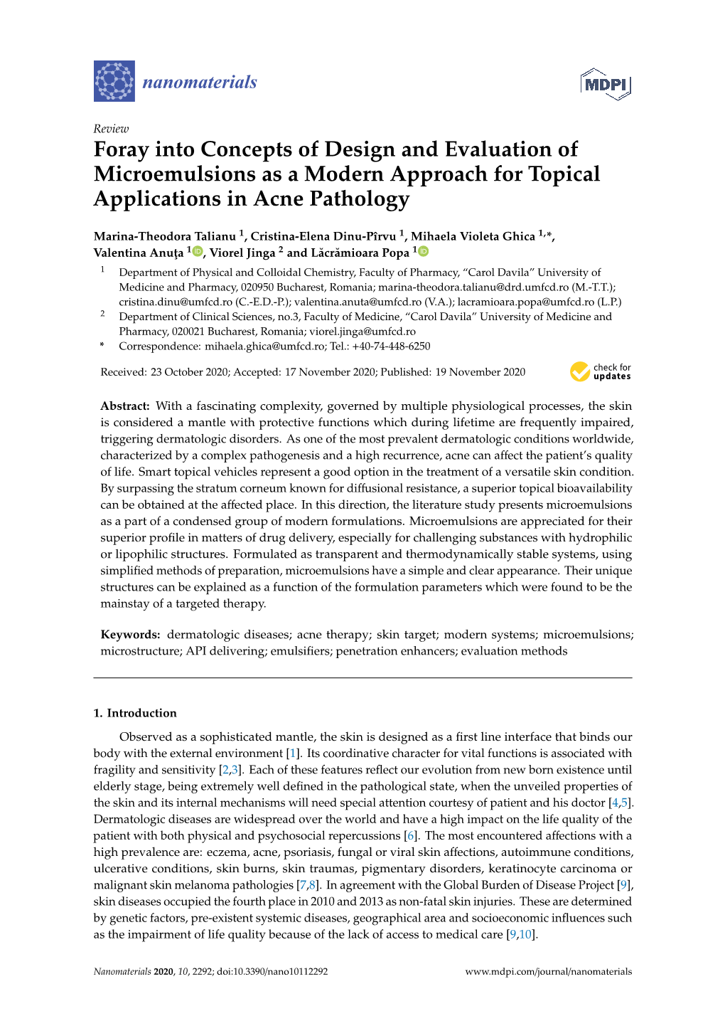 Foray Into Concepts of Design and Evaluation of Microemulsions As a Modern Approach for Topical Applications in Acne Pathology