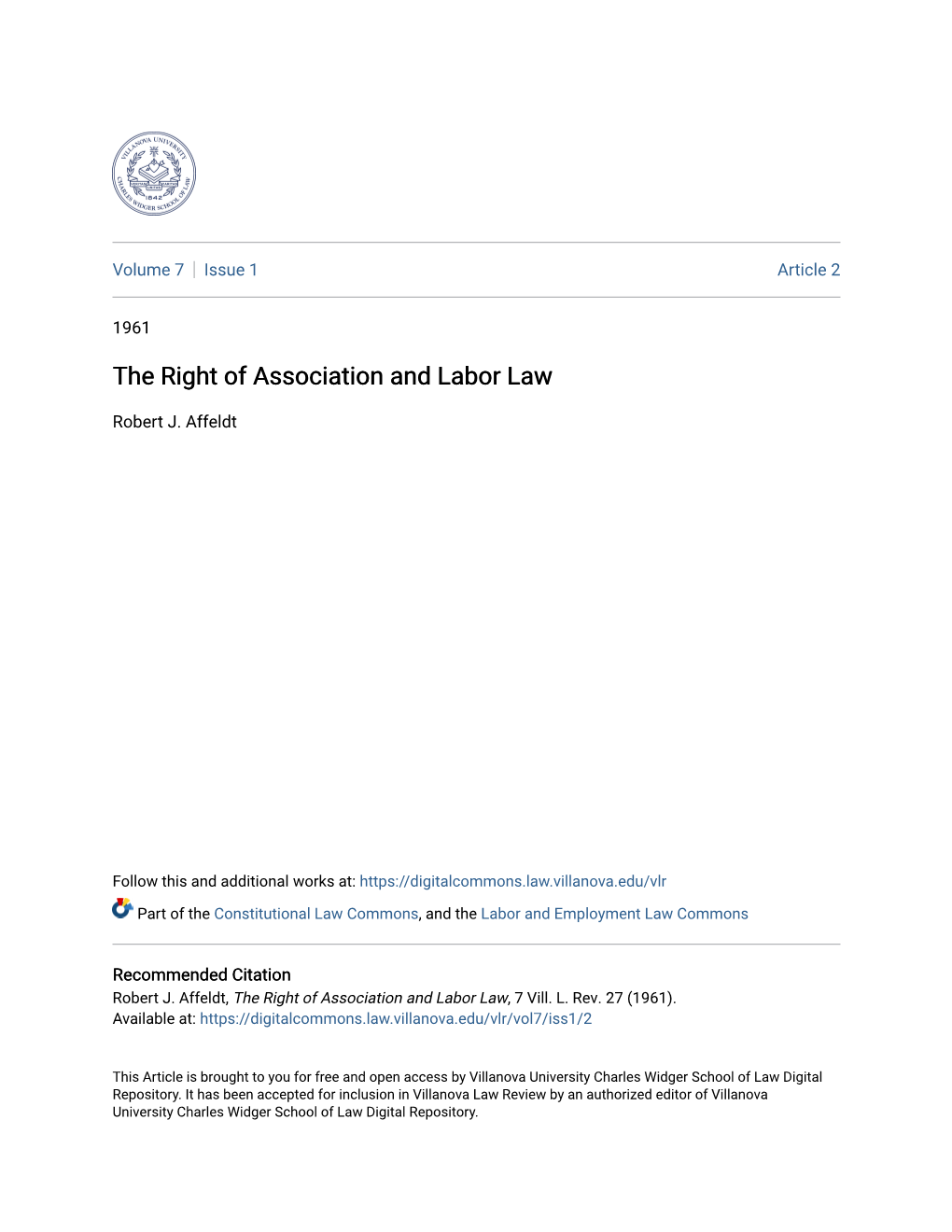 The Right of Association and Labor Law