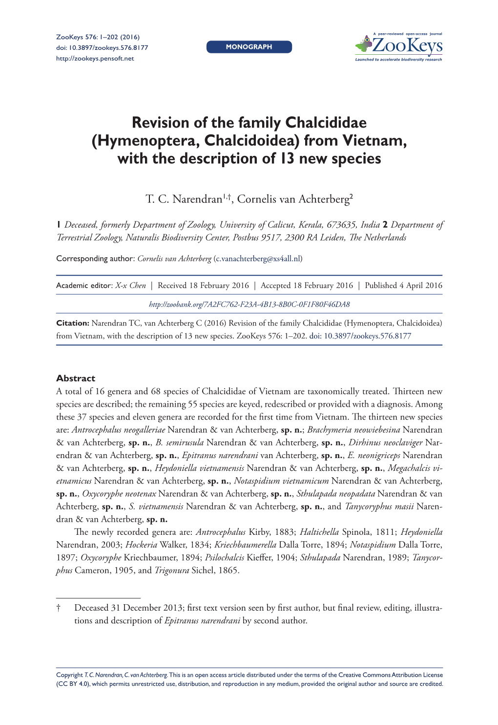 Hymenoptera, Chalcidoidea) from Vietnam, with the Description of 13 New Species