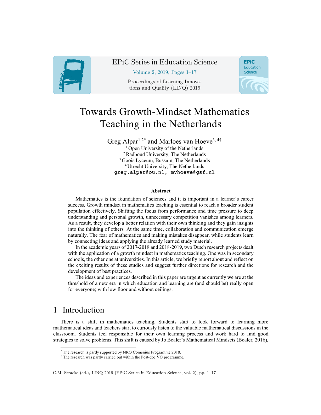 Towards Growth-Mindset Mathematics Teaching in the Netherlands