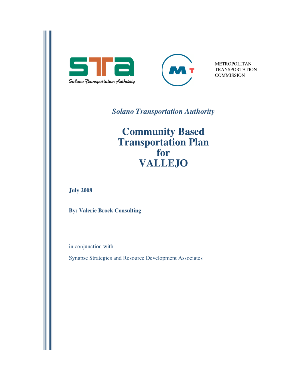 Community Based Transportation Plan for VALLEJO
