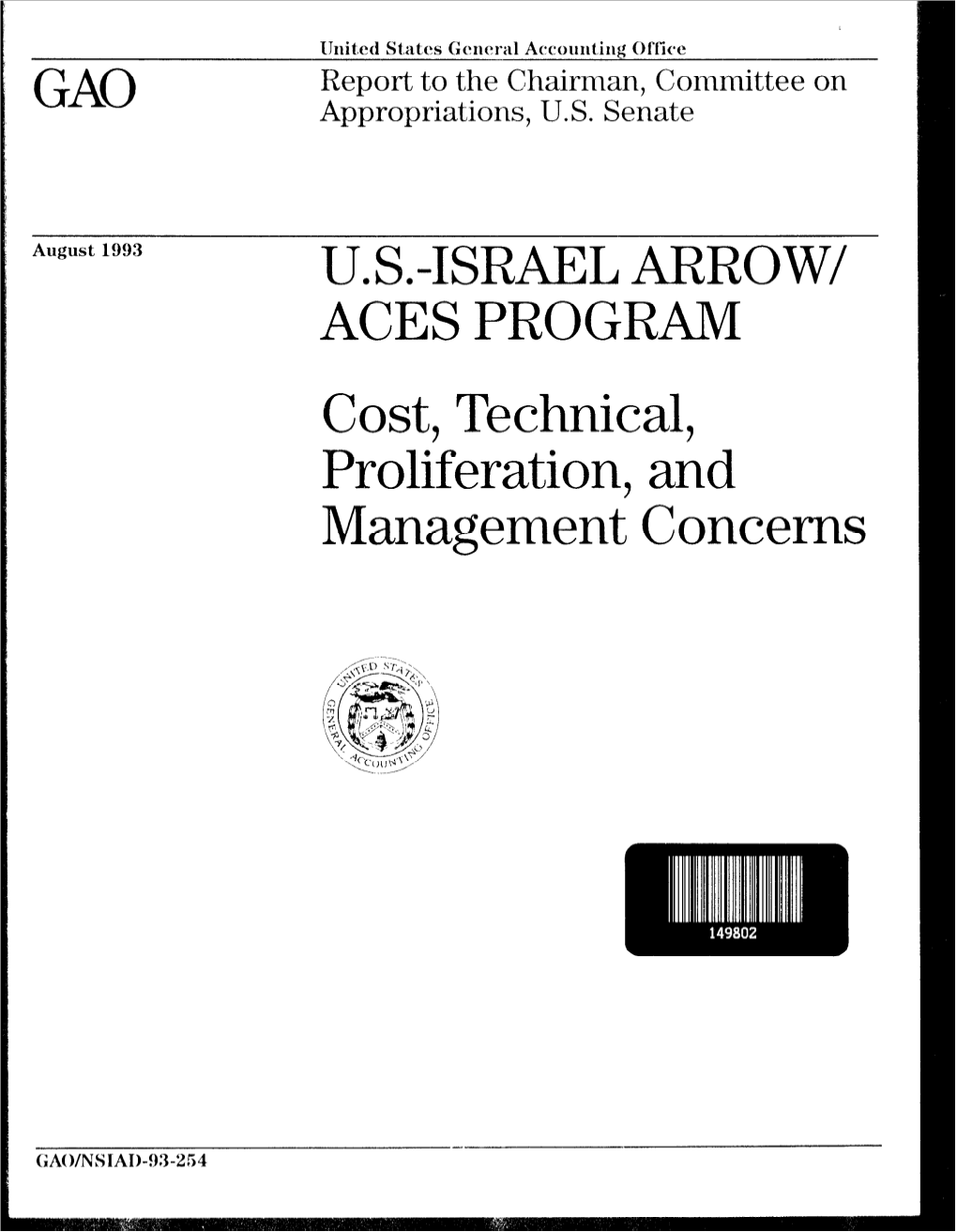 NSIAD-93-254 US-Israel Arrow/Aces Program