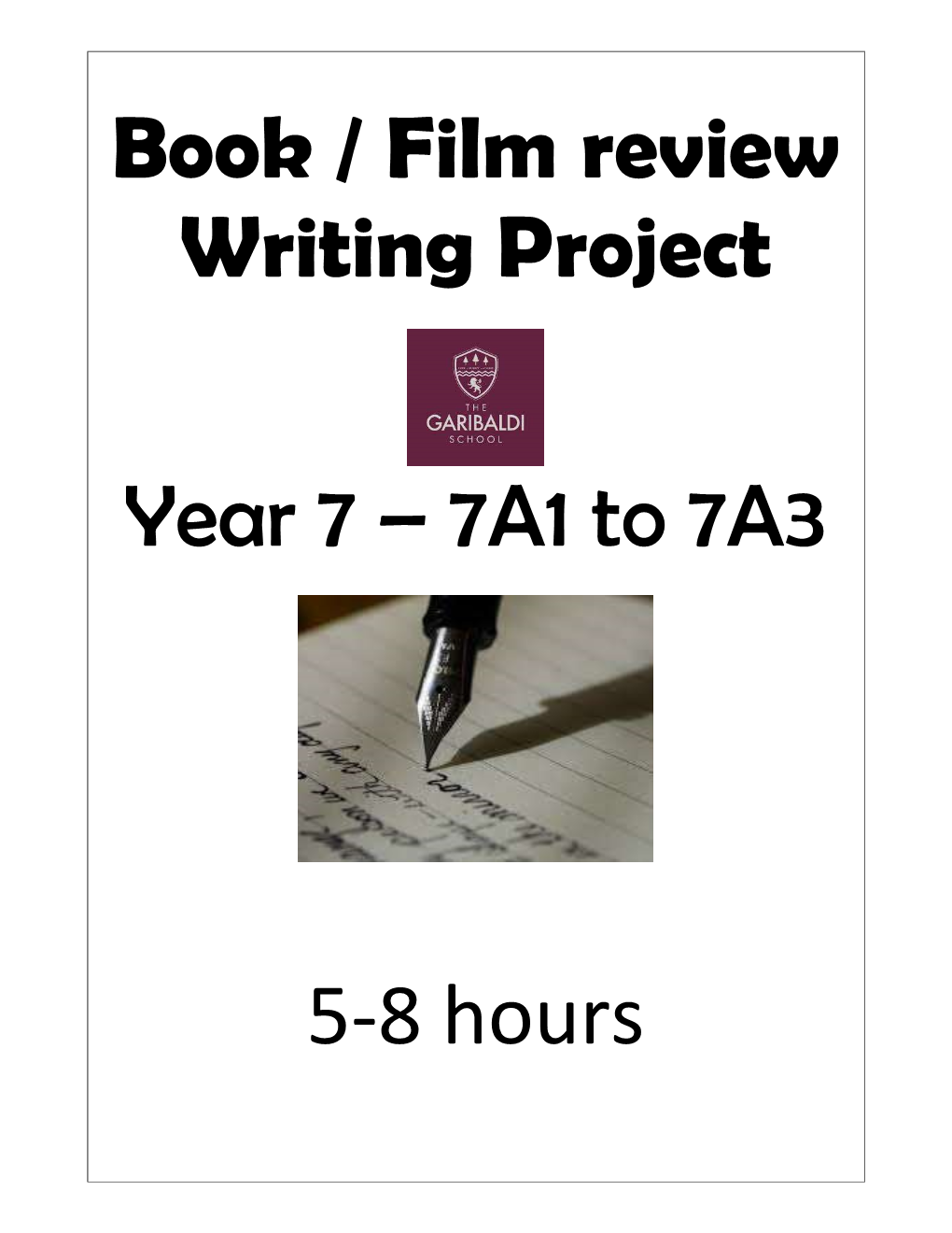 Book / Film Review Writing Project Year 7