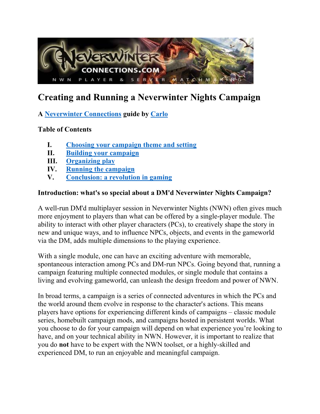 Creating and Running a Neverwinter Nights Campaign