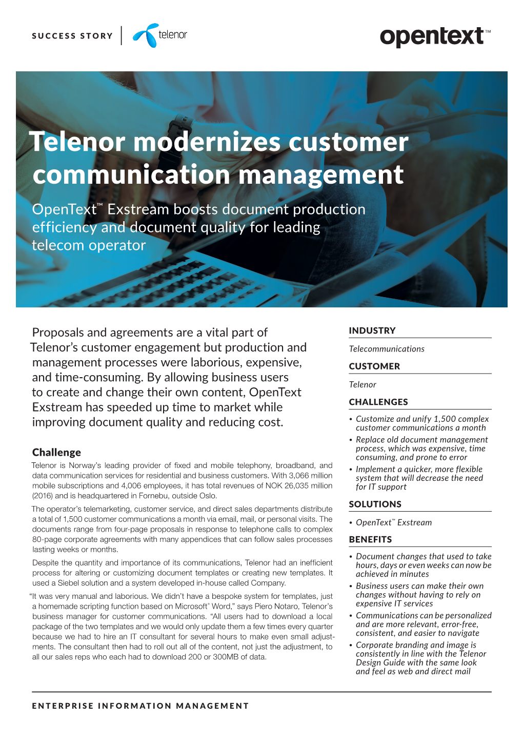 Telenor Modernizes Customer Communications Management