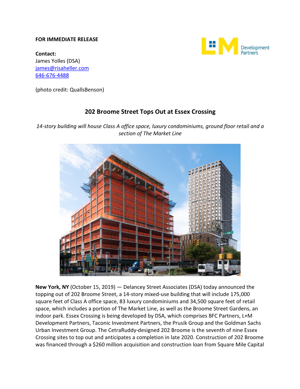 202 Broome Street Tops out at Essex Crossing