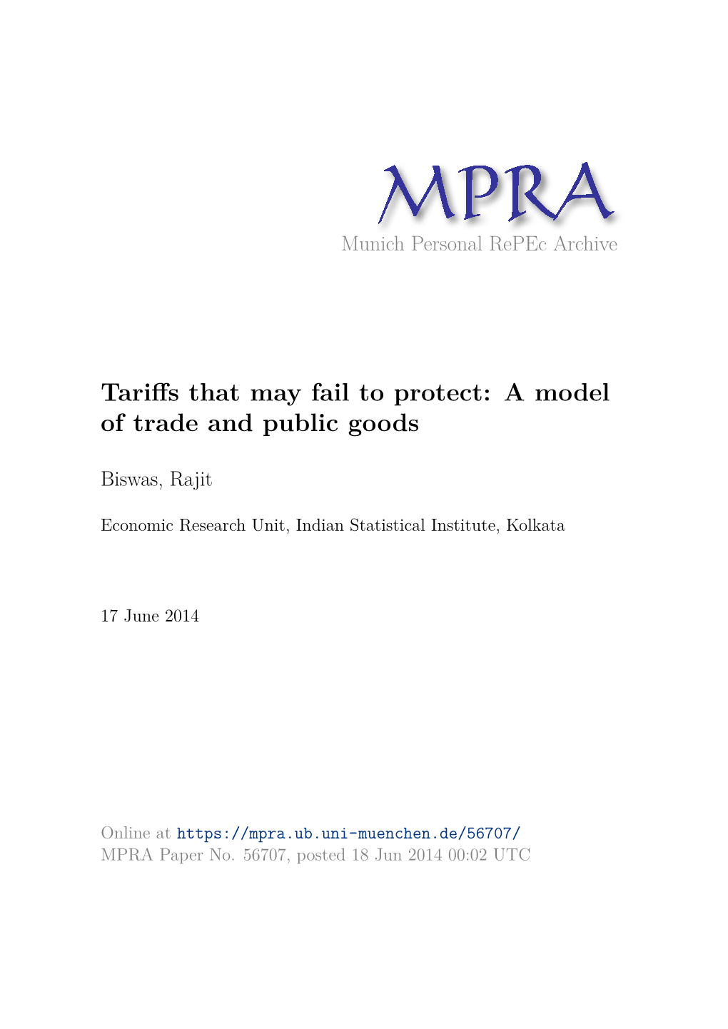 A Model of Trade and Public Goods