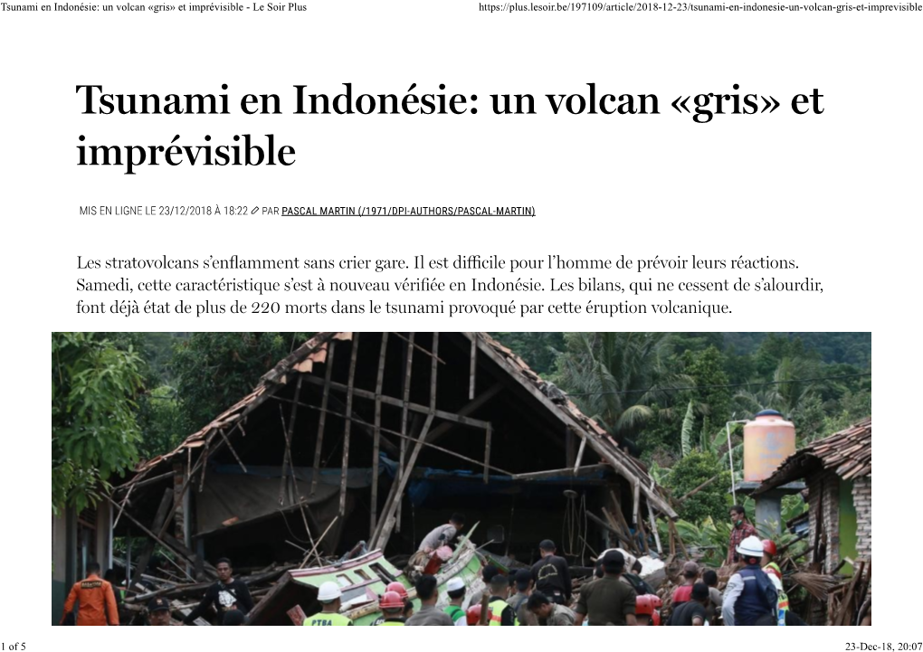 Tsunami En Indonã©Sie: Un Volcan Â«Grisâ» Et Imprã©Visible