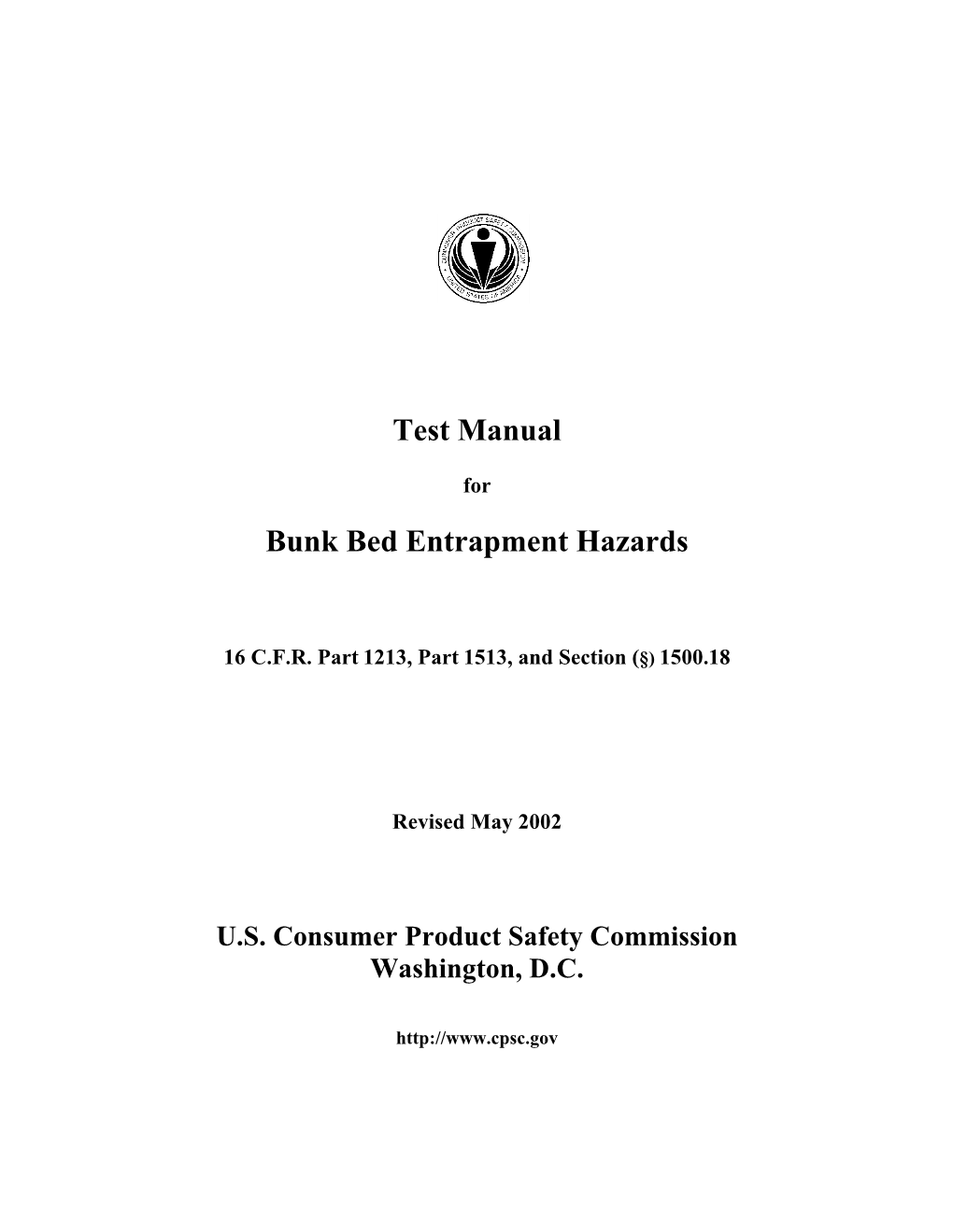 CPSC Test Manual for Bunk Bed Entrapment Hazards