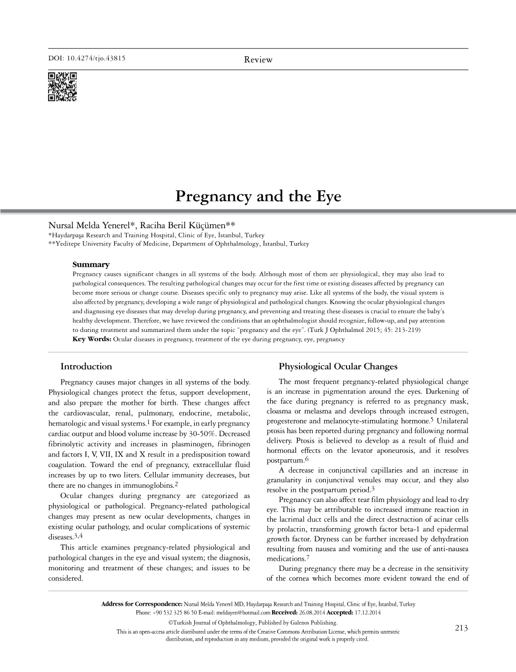 Pregnancy and the Eye