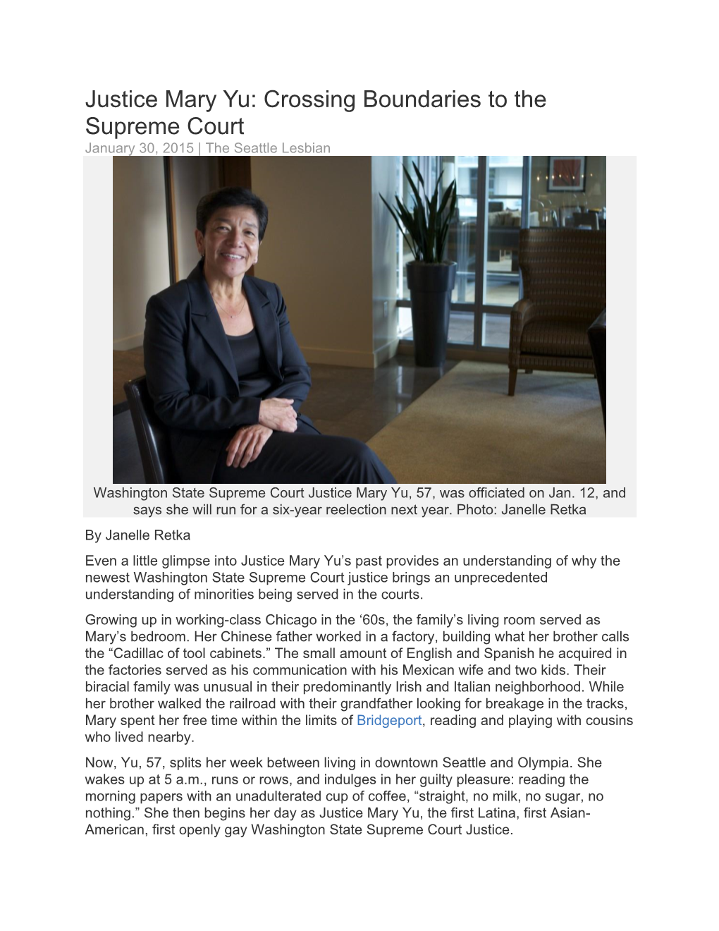 Justice Mary Yu: Crossing Boundaries to the Supreme Court January 30, 2015 | the Seattle Lesbian